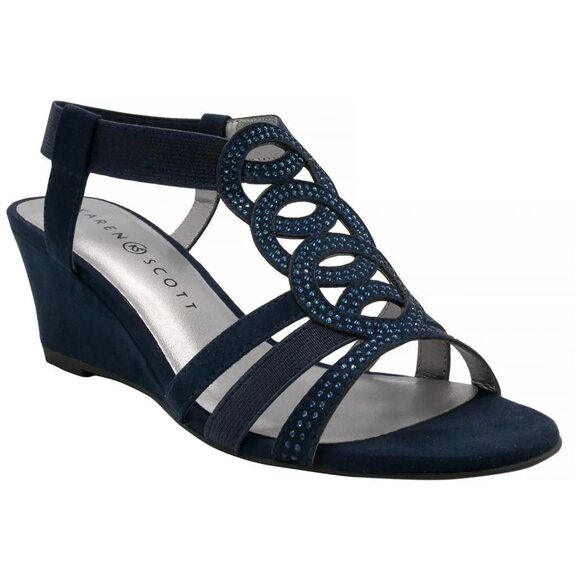 Karen Scott Womens Open Toe Ankle Strap Wedge Sandals - Picture 1 of 3